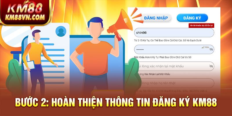 Hoàn thiện thông tin đăng ký KM88